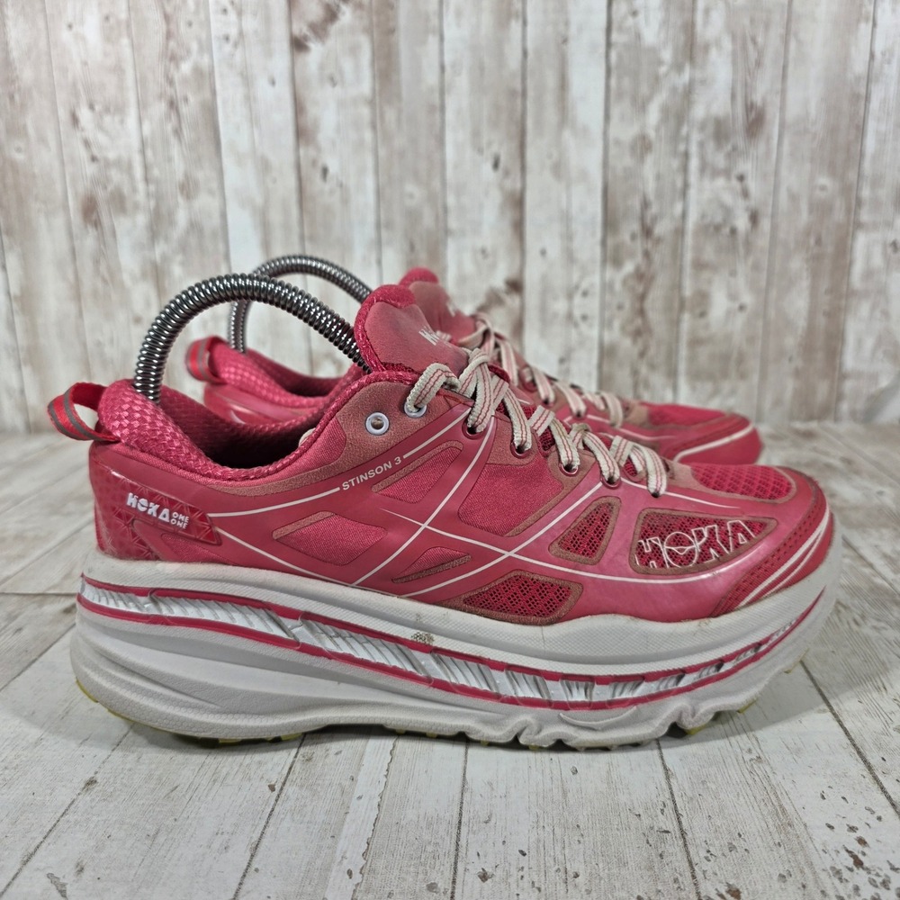 Hoka One One Stinson 3 ATR Womens 7 Pink Trail Running Shoes 1008327 PPAC